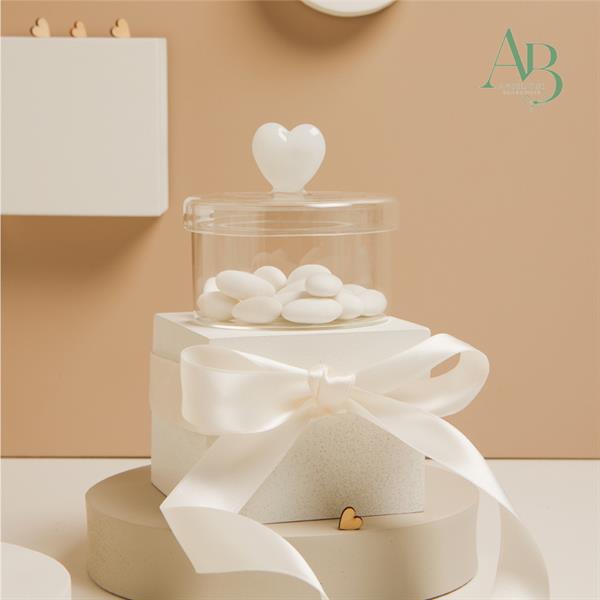 Scatolina Claraluna in vetro con cuore bianco