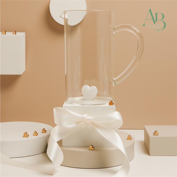 Caraffa Claraluna in vetro con cuore bianco