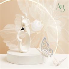 Coppia sposi Claraluna in porcellana con cuore silver