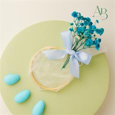 Porta confetti Claraluna azzurro con fiori senza confetti