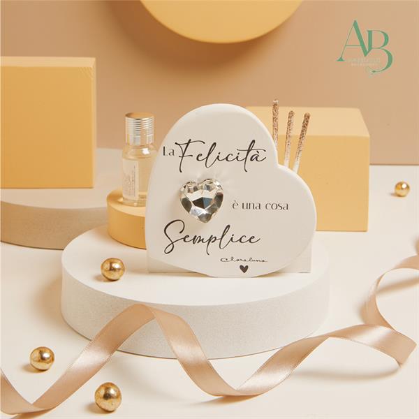 Diffusore Claraluna in gesso a forma di cuore 10,7x11x3,5 cm