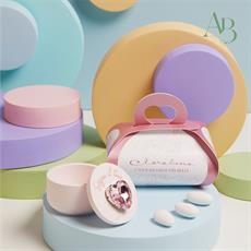 Scatolina Claraluna in gesso 6x4cm con cuore rosa