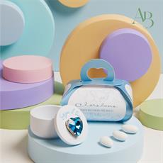 Scatolina Claraluna in gesso 6x4 cm con cuore azzurro