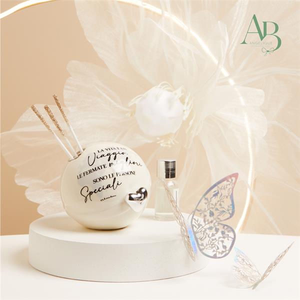 Diffusore Claraluna mondo con cuore silver in porcellana