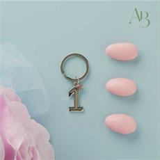 Portachiave Claraluna piccolo in metallo colore silver numero 1 per femminuccia. Anello 2,5 cm
