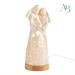 Gruppo natività stilizzata in porcellana con luci su base legno h.26 cm