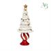 Albero di natale bianco su sfera in resina con decori in rosso e oro h.31,2 cm