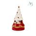Carillon con albero di natale bianco con doni in resina con decorazioni rosse e oro h.18,3 cm