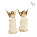 Angelo in resina con vestito bianco ed ali in metallo dorato h.33,5 cm 2 soggetti assortiti