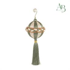 Palla di natale bianca/verde con nappa d.11xh.24cm