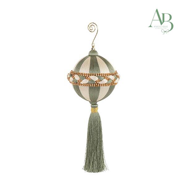 Palla di natale bianca/verde con nappa d.11xh.24cm