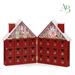Calendario dell'avvento a forma di casetta rossa con led 48x4xh.30cm