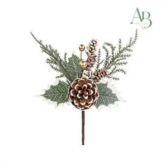 Pick natalizio con bacche oro h.21cm