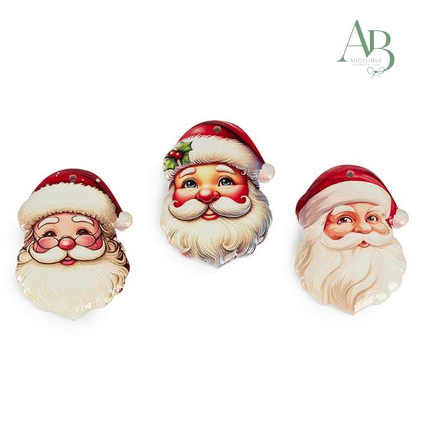 Appendino testa di abbbo natale in porcellana 3 soggetti assortiti h.10 cm