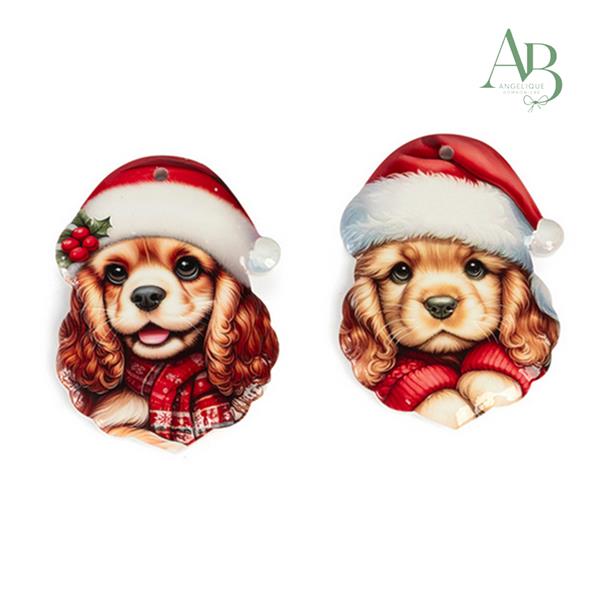 Appendino cagnolino in abiti natalizi in porcellana 10 cm 2 soggetti assortiti