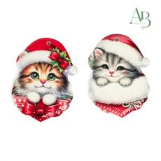 Appendino gattino in abito natalizio in porcellana 10 cm 2 soggetti assortiti