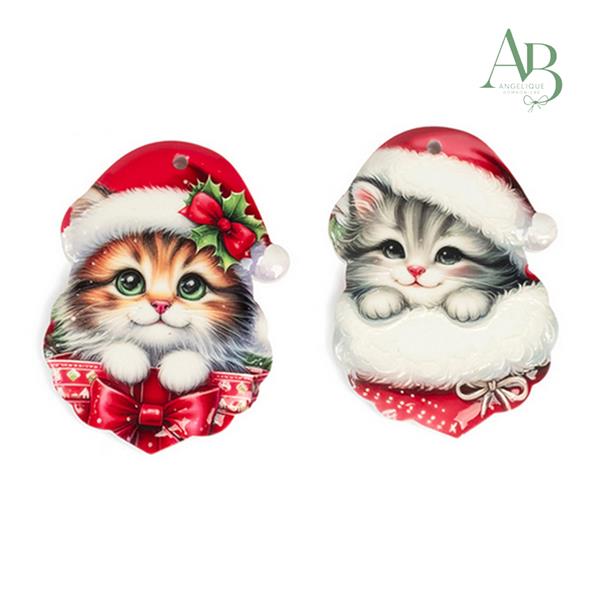 Appendino gattino in abito natalizio in porcellana 10 cm 2 soggetti assortiti