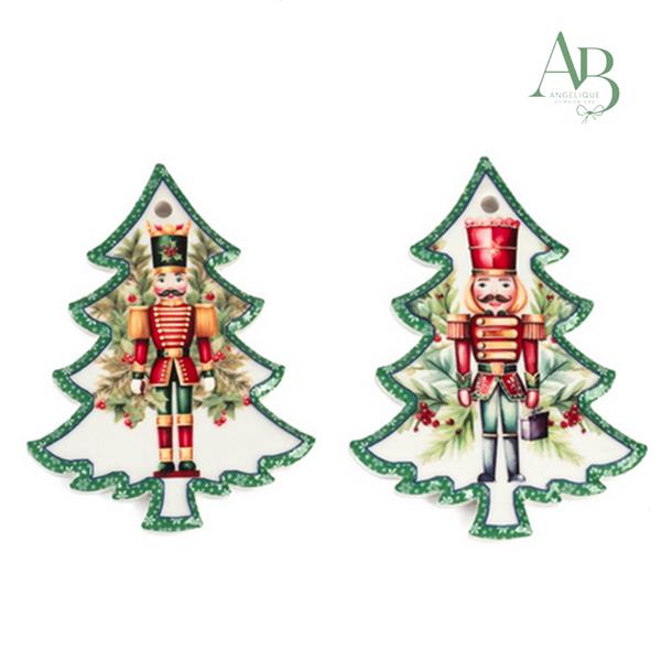 Appendino albero di natale in porcellana decoro antico generale 10 cm 2 soggetti assortiti