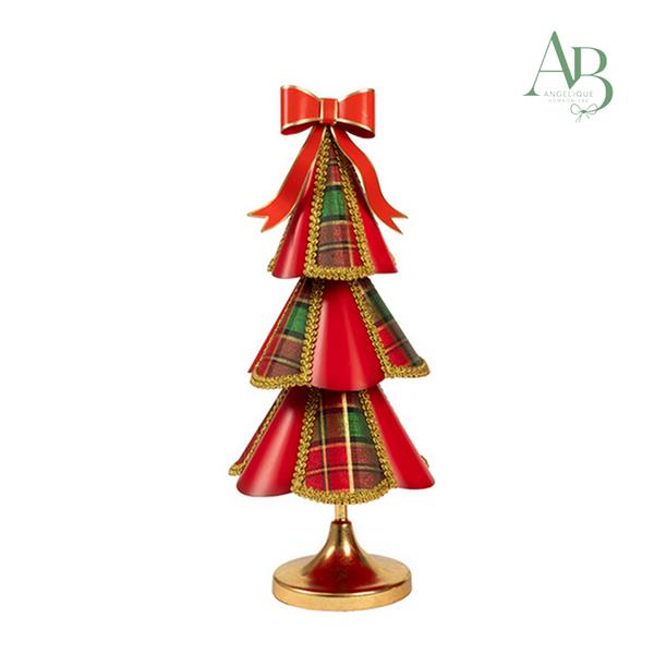 Albero di natale stilizzato con fiocco in metallo/stoffa h.40 cm