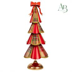 Albero di natale stilizzato con fiocco in metallo/stoffa h.53,5 cm