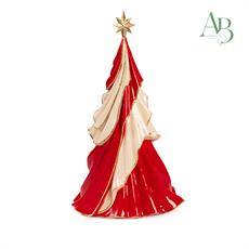 Albero di natale stilizzato bianco e rosso in resina h.35 cm
