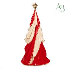 Albero di natale stilizzato bianco e rosso in resina h.51 cm