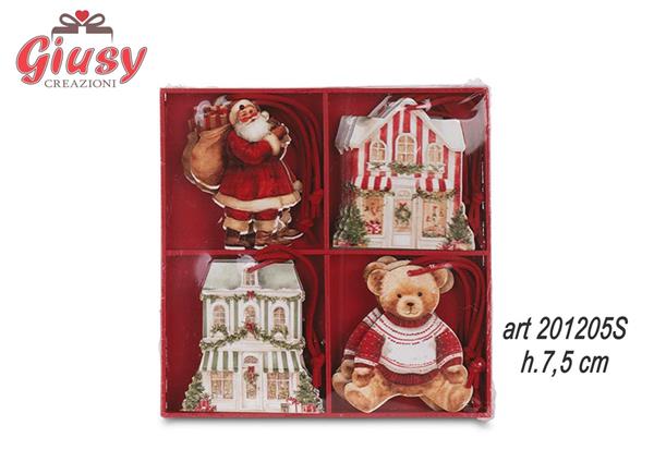 Box con 16 appendini con decorazioni xmas h.7,5cm