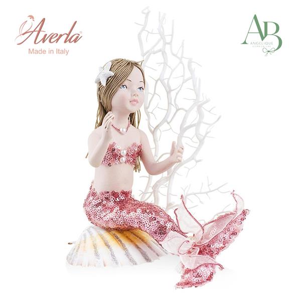 Sirena in porcellana di capodimonte su conchiglia h.17cm con scatola regalo