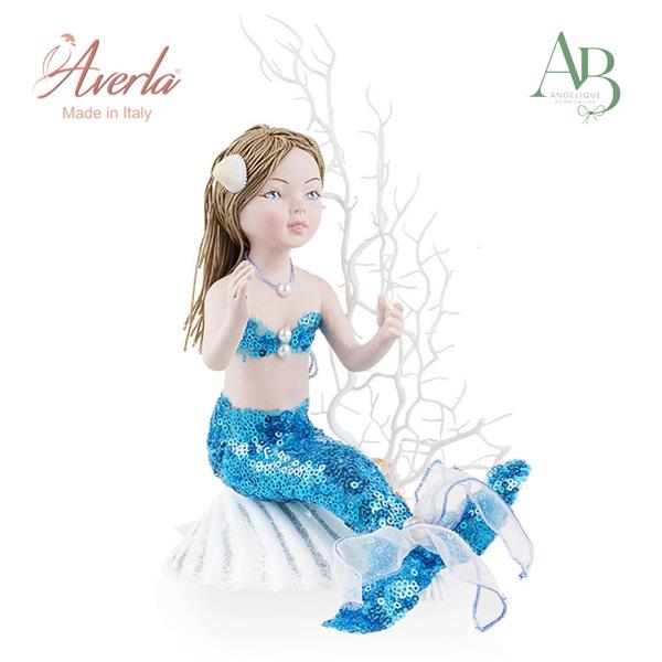Sirena in porcellana di capodimonte su conchiglia h.17cm con scatola regalo
