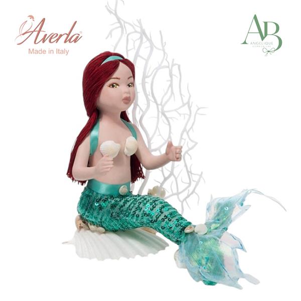 Sirena su conchiglia in porcellana di capodimonte H.17cm completa di scatolo regalo