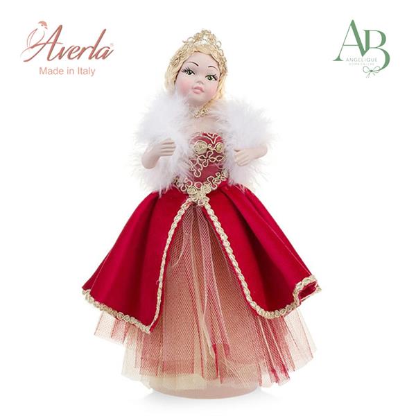 Principessa in porcellana di capodimonte con abito sartoriale in velluto h.26cm con scatola regalo