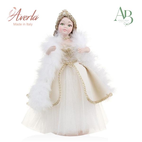 Principessa in porcellana di capodimonte con abito sartoriale in velluto h.26cm con scatola regalo