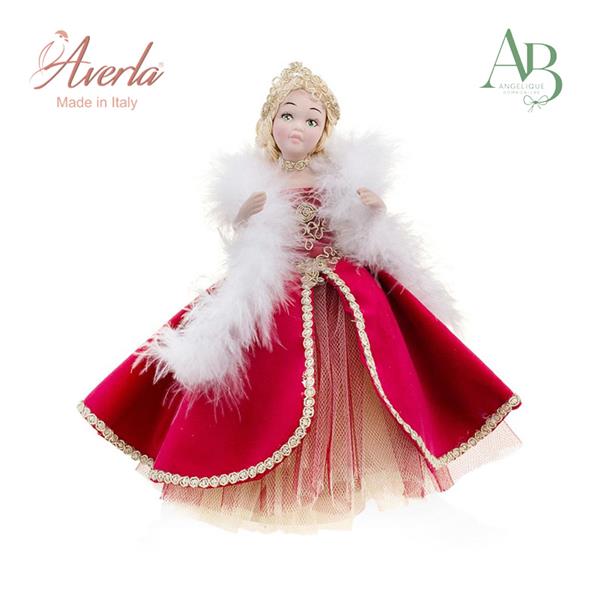 Principessa in porcellana di capodimonte con abito sartoriale in velluto h.22cm con scatola regalo