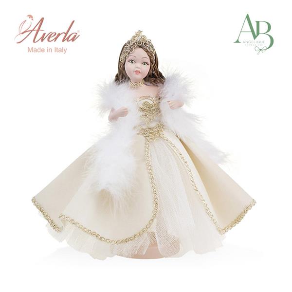 Principessa in porcellana di capodimonte con abito sartoriale in velluto h.22cm con scatola regalo
