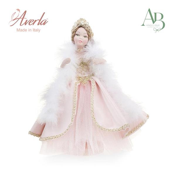 Principessa in porcellana di capodimonte con abito sartoriale in velluto h.22cm con scatola regalo