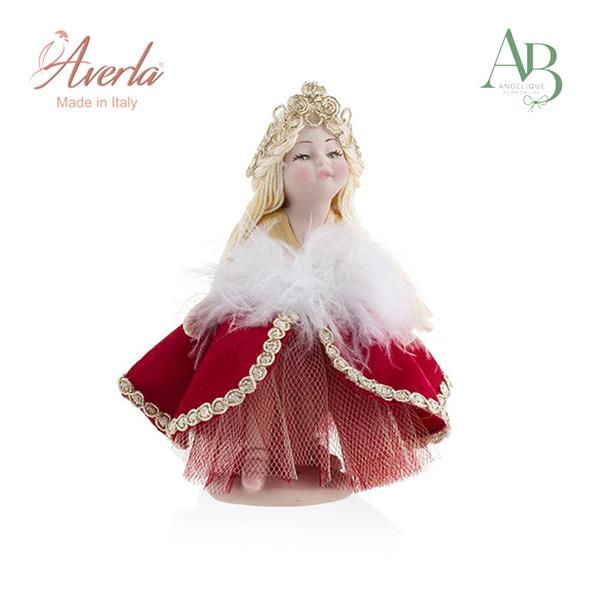 Principessa in porcellana di capodimonte con abito sartoriale in velluto h.13cm con scatola regalo