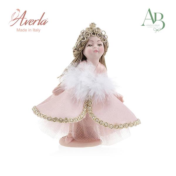 Principessa in porcellana di capodimonte con abito sartoriale in velluto h.13cm con scatola regalo