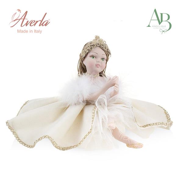Principessa in porcellana di capodimonte con abito sartoriale in velluto 15cm con scatola regalo