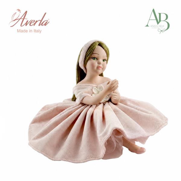 Bambola Averla in porcellana di capodimonte con vestito velluto 17cm con scatola regalo