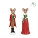 Coppia topolini natalizi 2 soggetti assortiti in resina rossa e verde h.19 cm