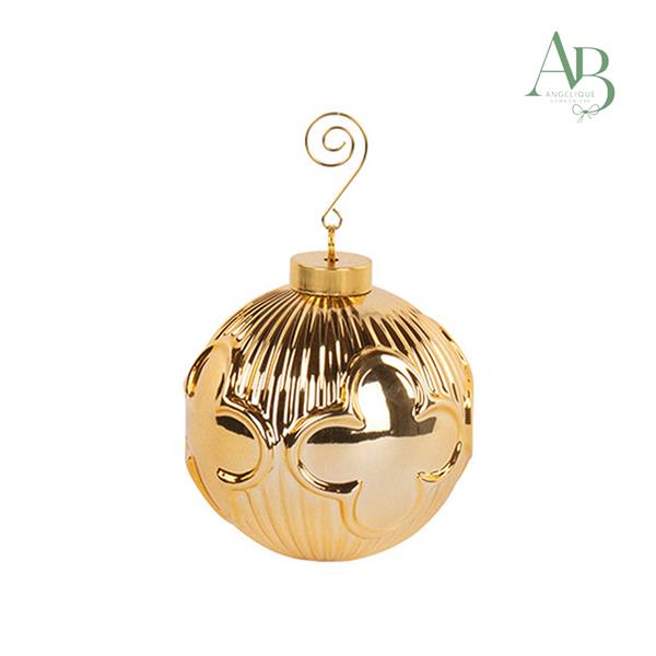 Sfera natalizia oro decoro royal venice da appendere diametro 10 cm con scatola regalo