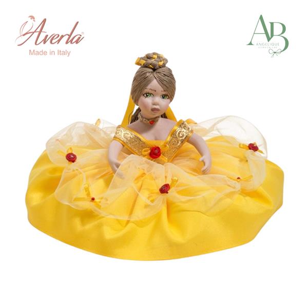 Bambola Averla lady roses seduta in porcellana di capodimonte h.12cm con scatola regalo
