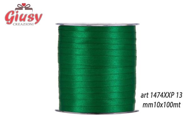 Nastro doppio raso 10mm rotolo da 100 metri di colore verde scuro