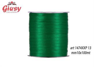 Nastro doppio raso 10mm rotolo da 100 metri di colore verde scuro