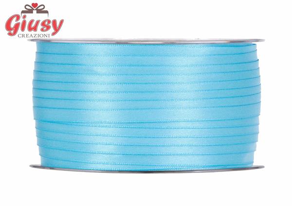 Nastro doppio raso 10mm rotolo da 100 metri di colore azzurro