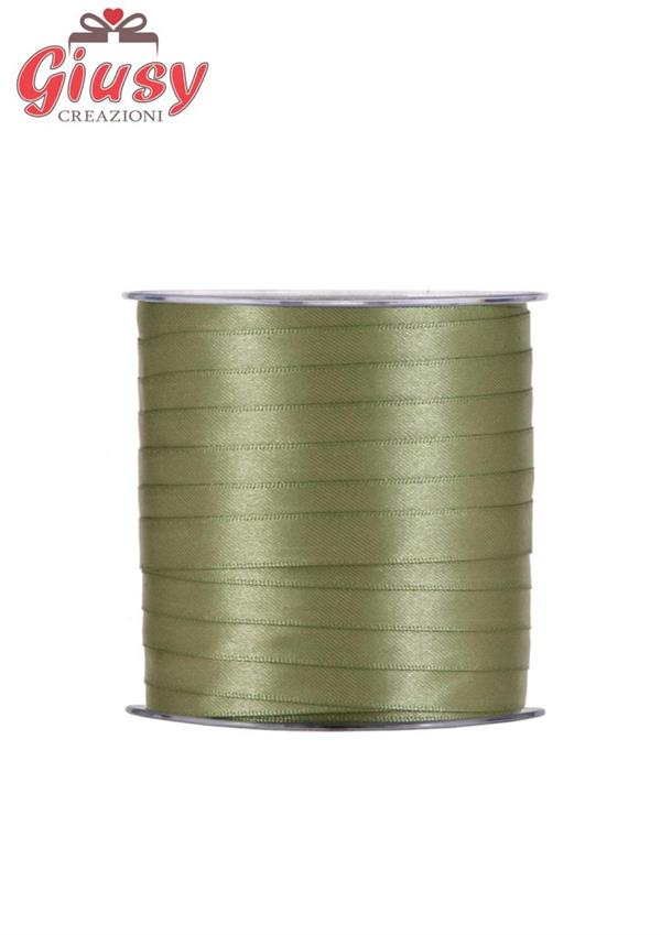 Nastro doppio raso mm10 rotolo da 100 metri di colore verde muschio