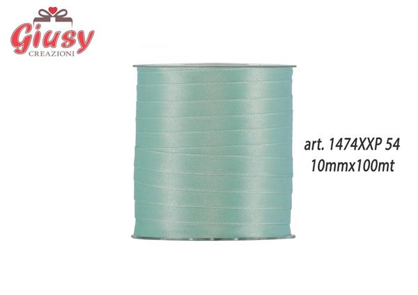 Nastro doppio raso 10mm rotolo da 100 metri di colore verde gelido