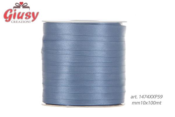 Nastro doppio raso 10mm rotolo da 100 metri di colore smokey blue