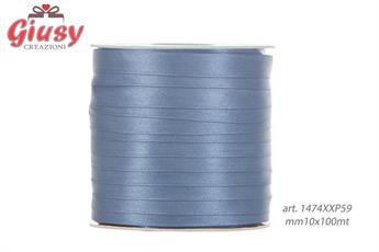 Nastro doppio raso 10mm rotolo da 100 metri di colore smokey blue