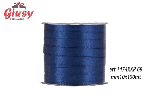 Nastro doppio raso 10 mm rotolo da 100 metri di colore blu brillante